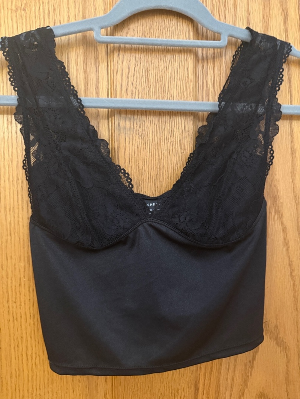 SHEIN Black Lace Trim Bralette Tank